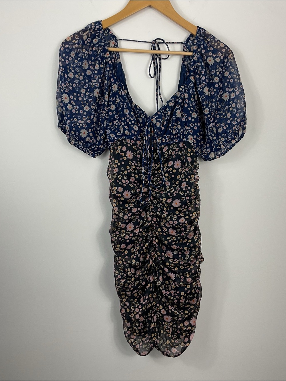 Free People Tessa Floral Gathered Mini Dress Womens Size XS